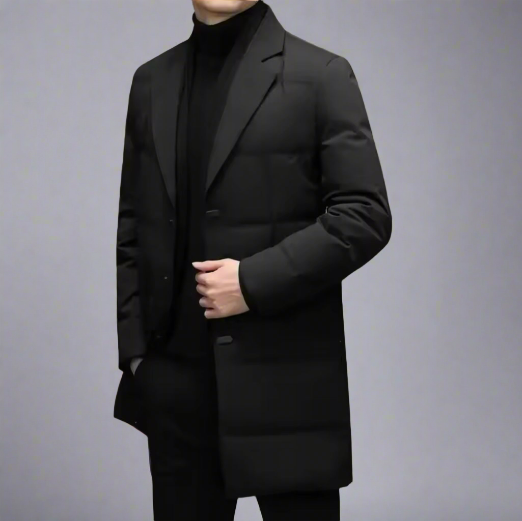 Mid-Length Suit Collar Thick down Jacket