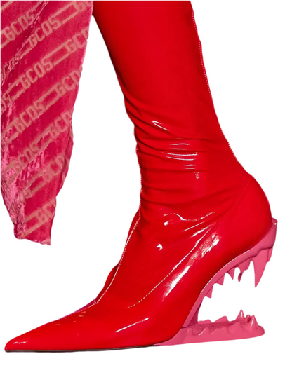 Pointed Tiger Teeth Heel Knee Elastic Boots