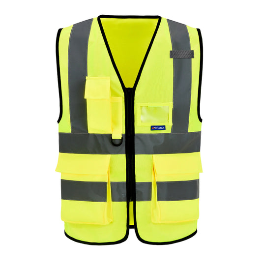 High Visibility Reflective Zip Pocket Security Waistcoats Jacket Workwear Vests