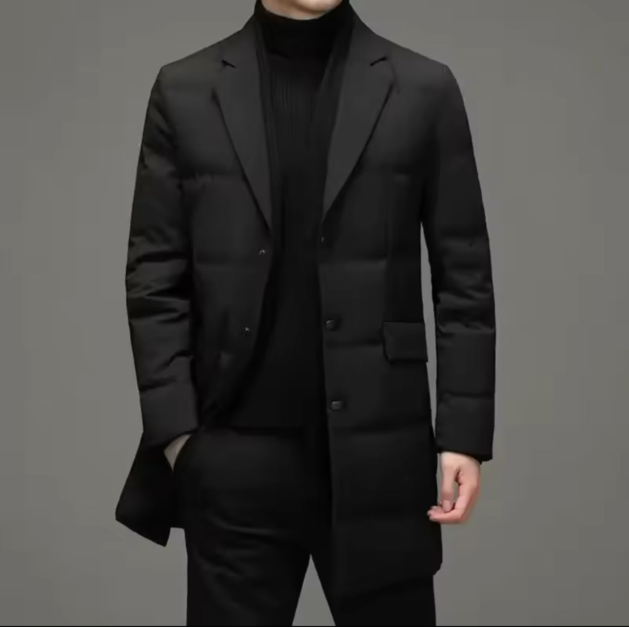 Mid-Length Suit Collar Thick down Jacket