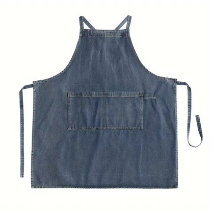 Denim Apron - Heavy-Duty Cotton Canvas, Stain-Resistant, Adjustable Bib Waist