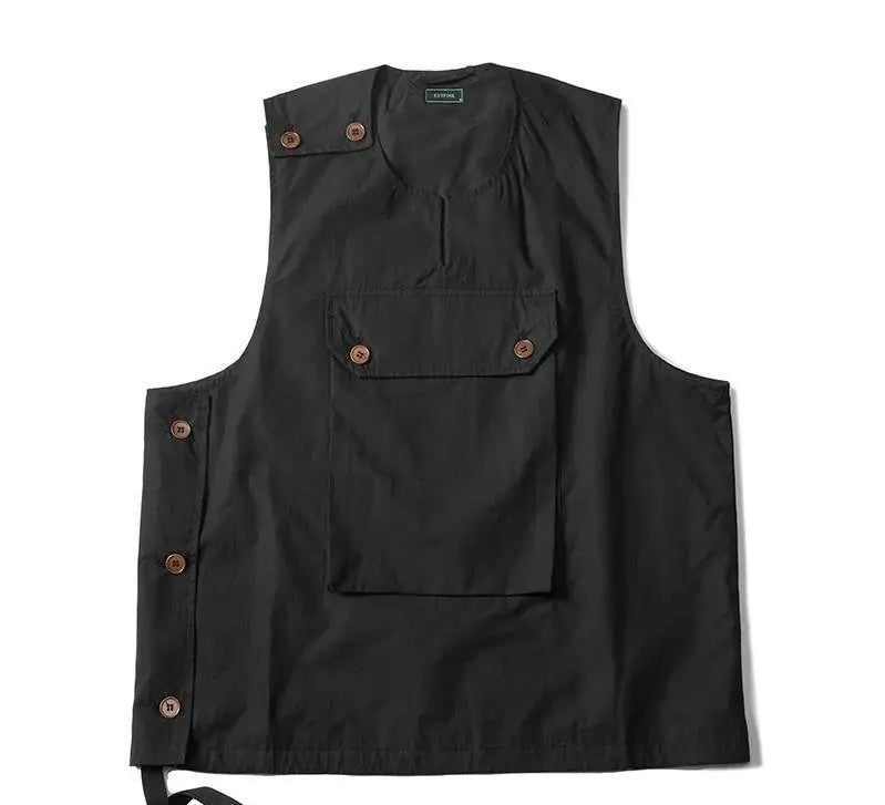 Vintage Personality Waistcoat Big Pocket Sleeveless Vest Top