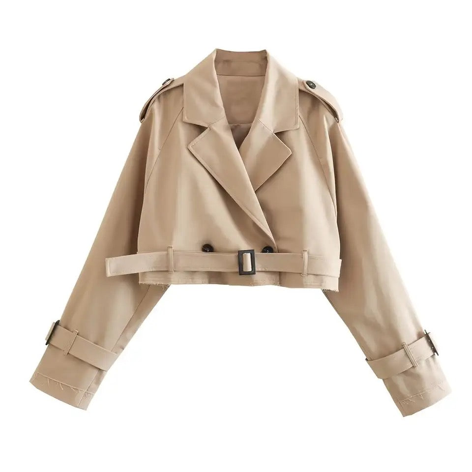 Trench Long Sleeve Cropped Jacket