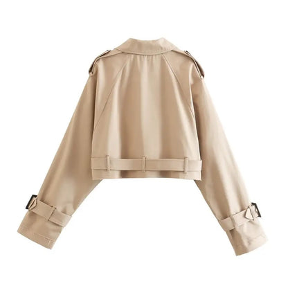 Trench Long Sleeve Cropped Jacket