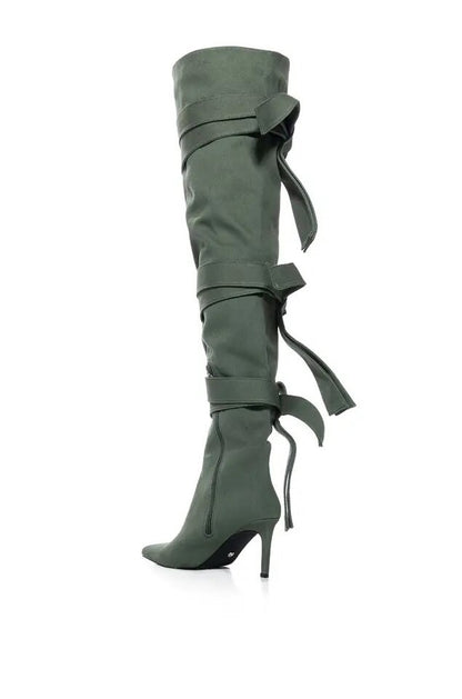 Over The Knee Thigh High Pointed Toe Buckle Strap Heel Stiletto Boots