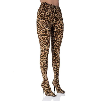 Leopard Stretch Pants High Heel Boots