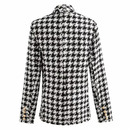 Tweed Black Tassel Houndstooth Thick Plaid jacket