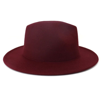 Wine Red Inner Red Patchwork Felt Woolen Jazz Trilby Cap Classic Fedora Hat