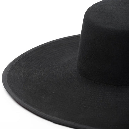 Classical Unisex Wide Brim Splice Two Tone Wool Fedora Wide Brim Red Black Derby Dress Hat