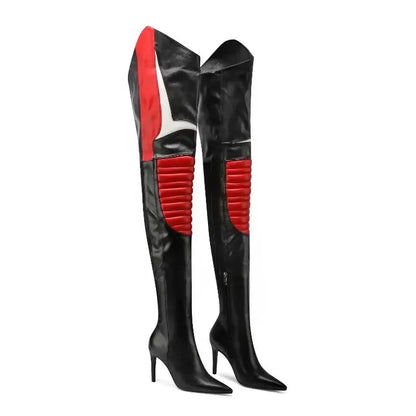 Over Knee Boots Stiletto Heels Side Zipper Tip, Ball Thigh Boots