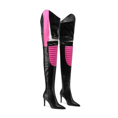 Over Knee Boots Stiletto Heels Side Zipper Tip, Ball Thigh Boots