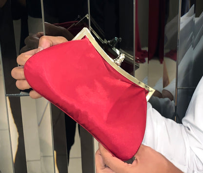 Red Satin Clutch.