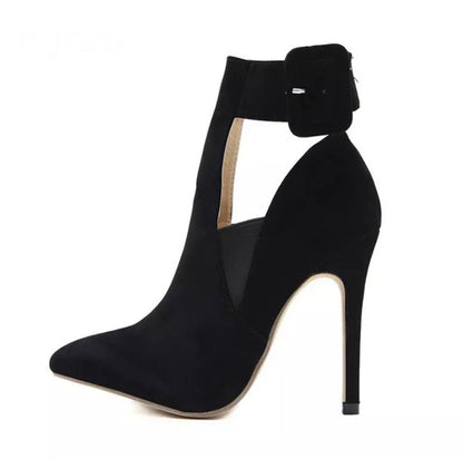 Pointed Toe Ankle Strap Buckle.