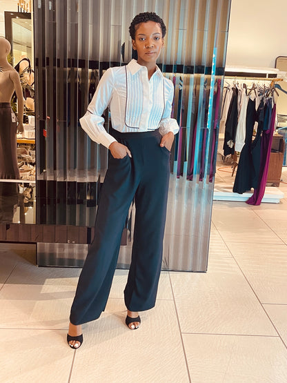 High waist wide leg trousers.