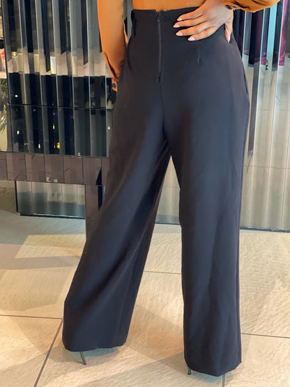 Front Pleated Wide Leg Trousers.