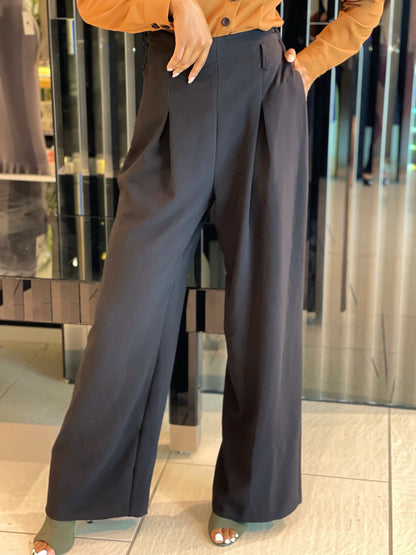 Front Pleated Wide Leg Trousers.